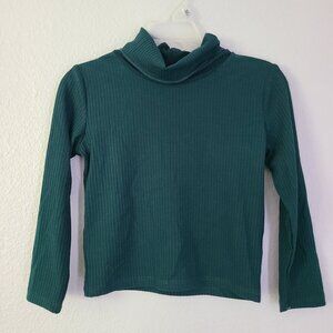 GB Girls Ribbed Mock Neck Long Sleeve Top Green Size 4 NWT